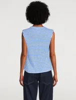 Rolled Muscle Tank Top Stripe Print