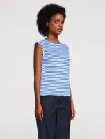 Rolled Muscle Tank Top Stripe Print