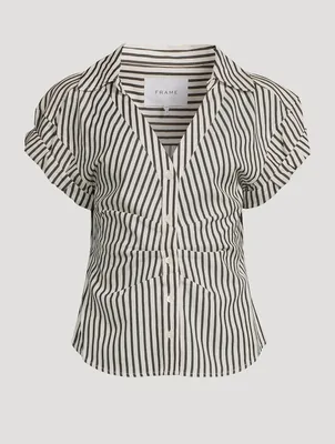 Ruched Shirt In Stripe Print