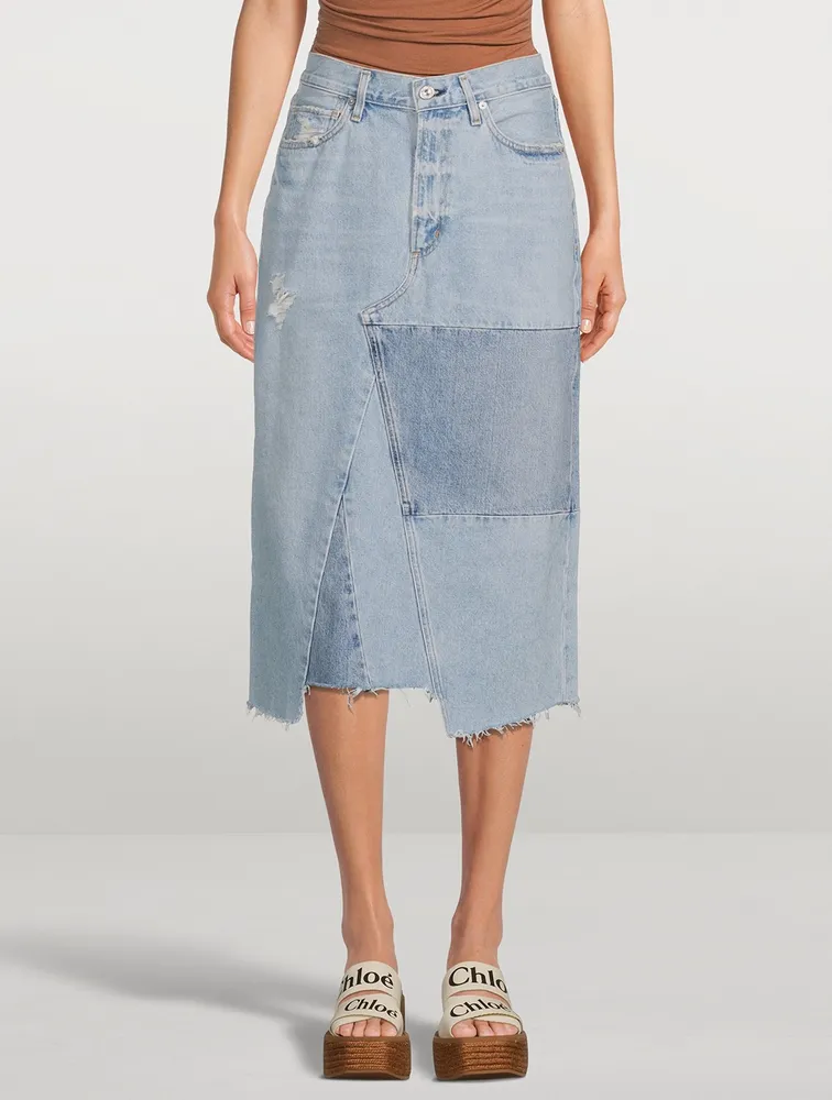 Bria Re-Worked Denim Midi Skirt
