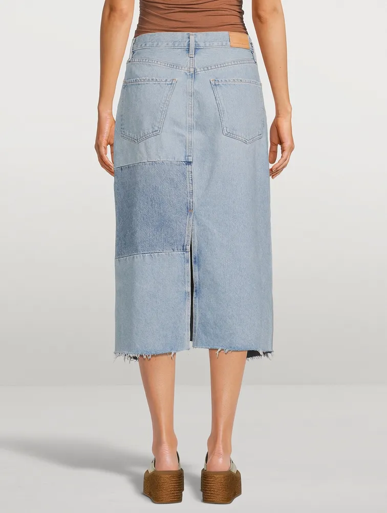 Bria Re-Worked Denim Midi Skirt