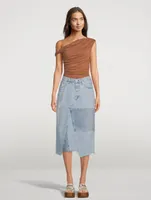 Bria Re-Worked Denim Midi Skirt