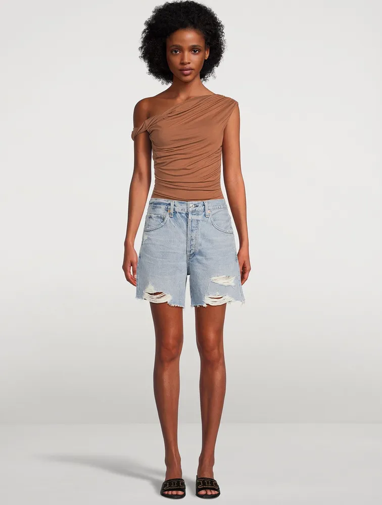 Elle V-Front Denim Shorts
