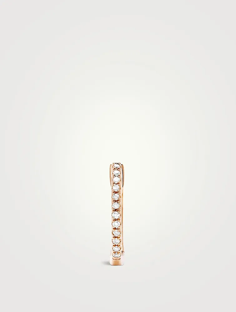 Mini 14K Rose Gold Huggie Hoop Earring With Diamonds