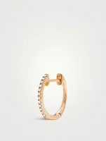 Mini 14K Rose Gold Huggie Hoop Earring With Diamonds