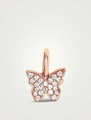 14K Rose Gold Butterfly Charm Pendant With Diamonds