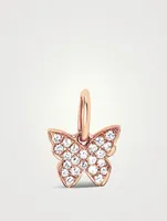 14K Rose Gold Butterfly Charm Pendant With Diamonds