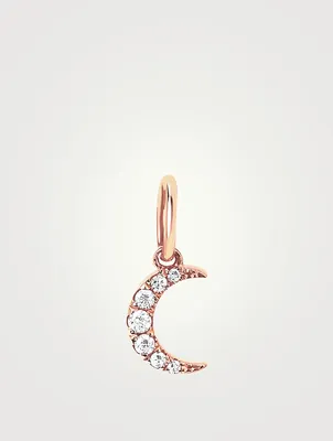 14K Rose Gold Moon Charm Pendant With Diamonds