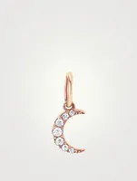 14K Rose Gold Moon Charm Pendant With Diamonds