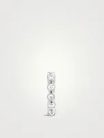 14K White Gold Bezel Huggie Hoop Earring With Diamonds