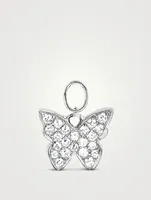 14K White Gold Butterfly Huggie Charm With Diamonds