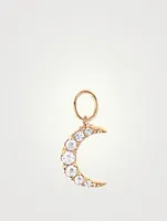 14K Gold Moon Huggie Charm Pendant With Diamonds