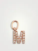 14K Rose Gold Diamond "M" Initial Huggie Charm