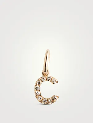 14K Gold Diamond "C" Initial Necklace Charm