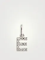 14K White Gold Diamond "E" Initial Necklace Charm