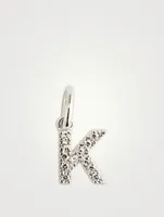 14K White Gold Diamond "K" Initial Necklace Charm