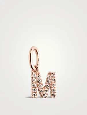 14K Rose Gold Diamond "M" Initial Necklace Charm