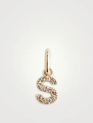 14K Gold Diamond "S" Initial Necklace Charm