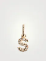 14K Gold Diamond "S" Initial Necklace Charm