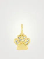 14K Gold Paw Necklace Charm Pendant With Diamonds