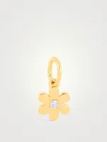 14K Gold Daisy Charm Pendant With Diamond