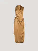 Satin Draped Wrap Dress