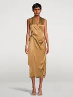 Satin Draped Wrap Dress