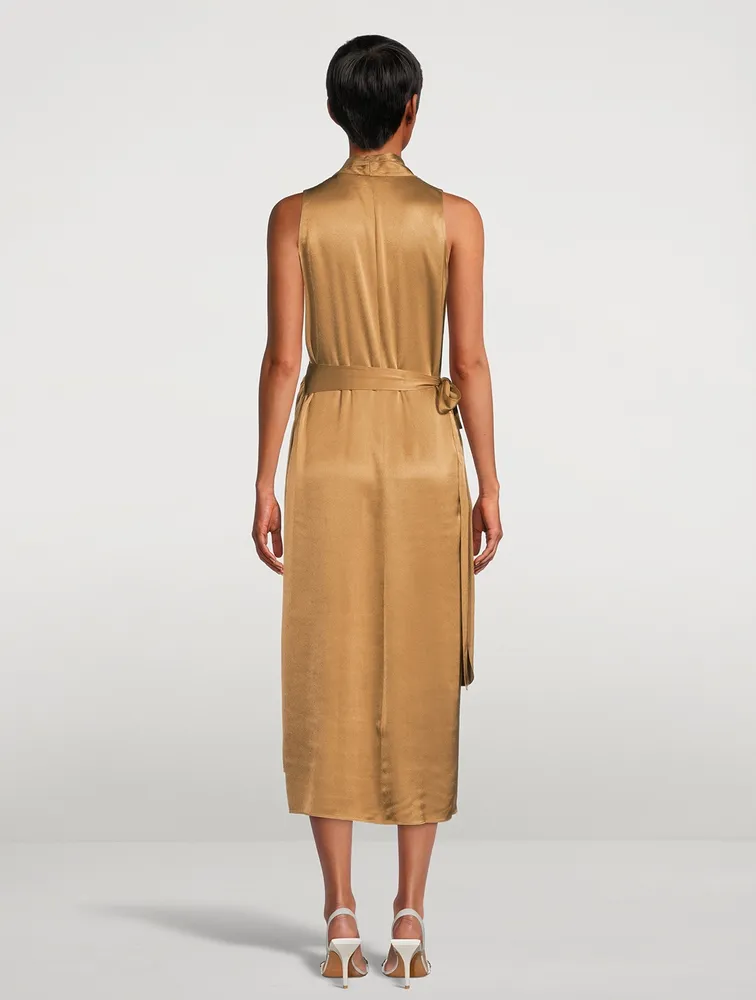 Satin Draped Wrap Dress