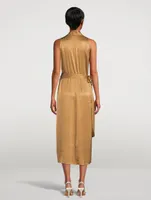 Satin Draped Wrap Dress