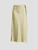 Side Slit Satin Slip Skirt