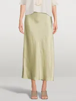 Side Slit Satin Slip Skirt