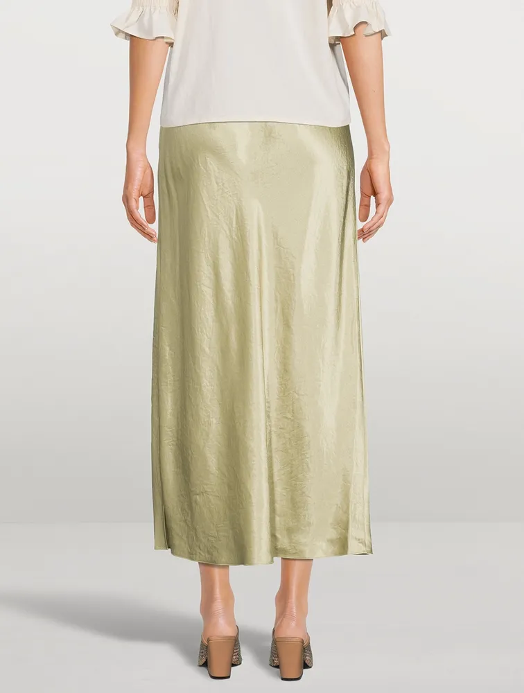 Side Slit Satin Slip Skirt