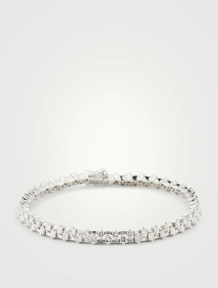 Fireworks 18K White Gold Flexible Tennis Bracelet With Diamonds