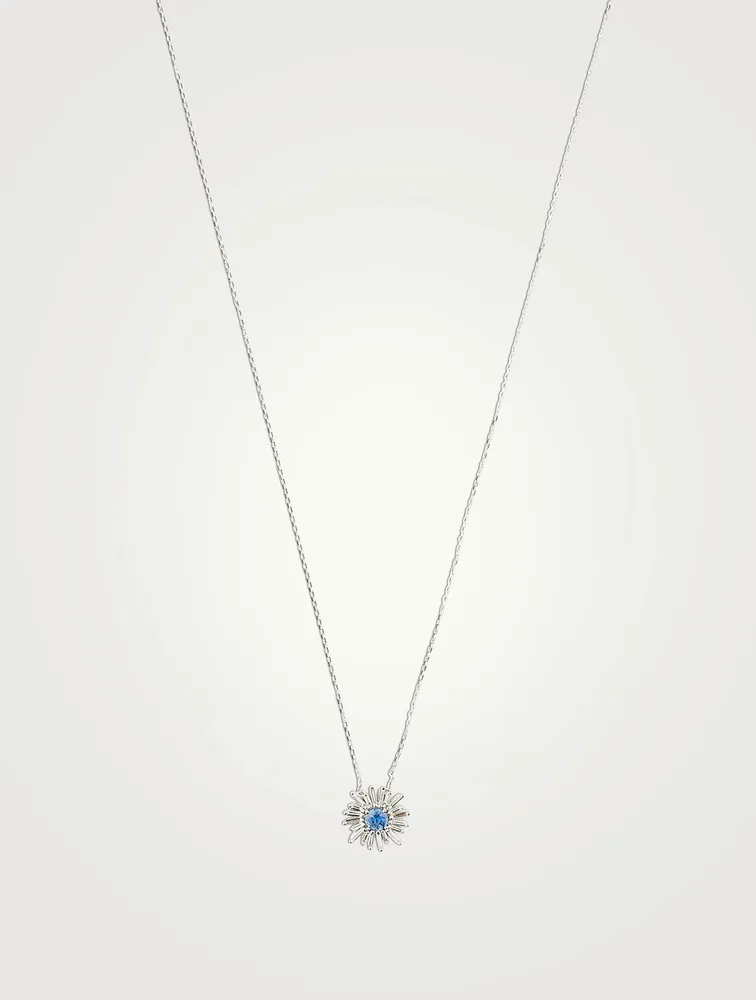 One-Of-A-Kind 18K White Gold Pendant Necklace With Blue Sapphire And Diamonds