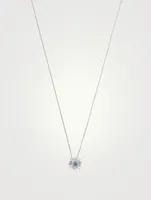 One-Of-A-Kind 18K White Gold Pendant Necklace With Blue Sapphire And Diamonds