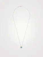 One-Of-A-Kind 18K White Gold Pendant Necklace With Blue Sapphire And Diamonds