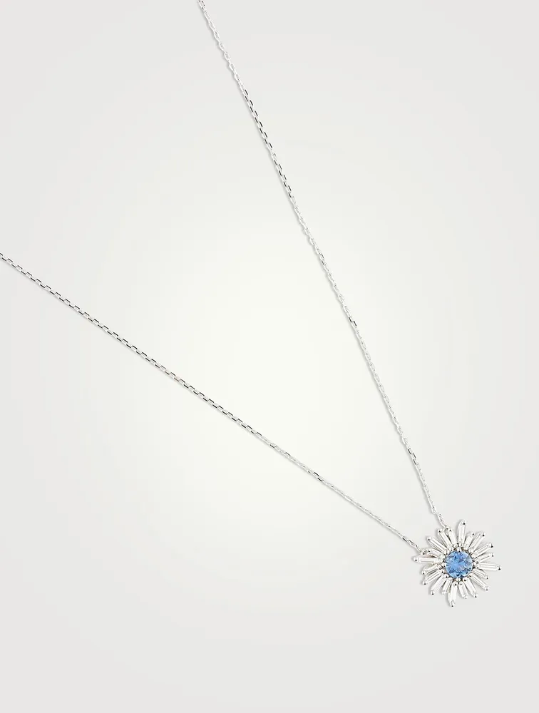 One-Of-A-Kind 18K White Gold Pendant Necklace With Blue Sapphire And Diamonds
