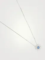 One-Of-A-Kind 18K White Gold Pendant Necklace With Blue Sapphire And Diamonds