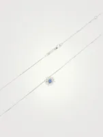 One-Of-A-Kind 18K White Gold Pendant Necklace With Blue Sapphire And Diamonds