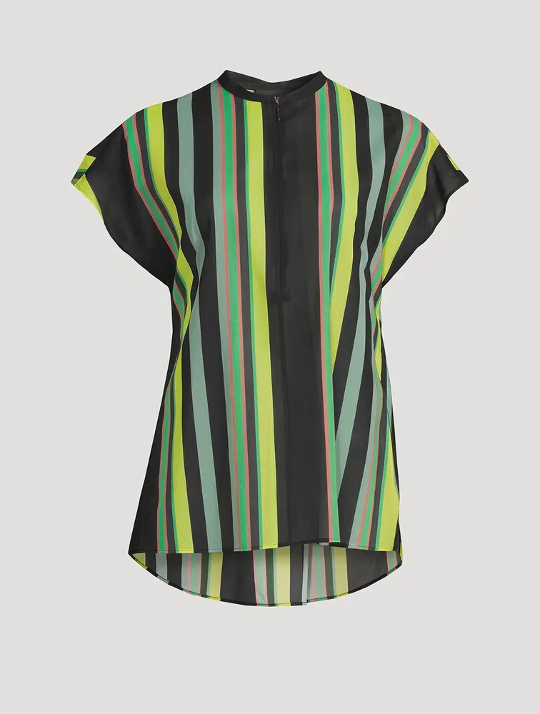 Cotton Voile Tunic In Stripe Print