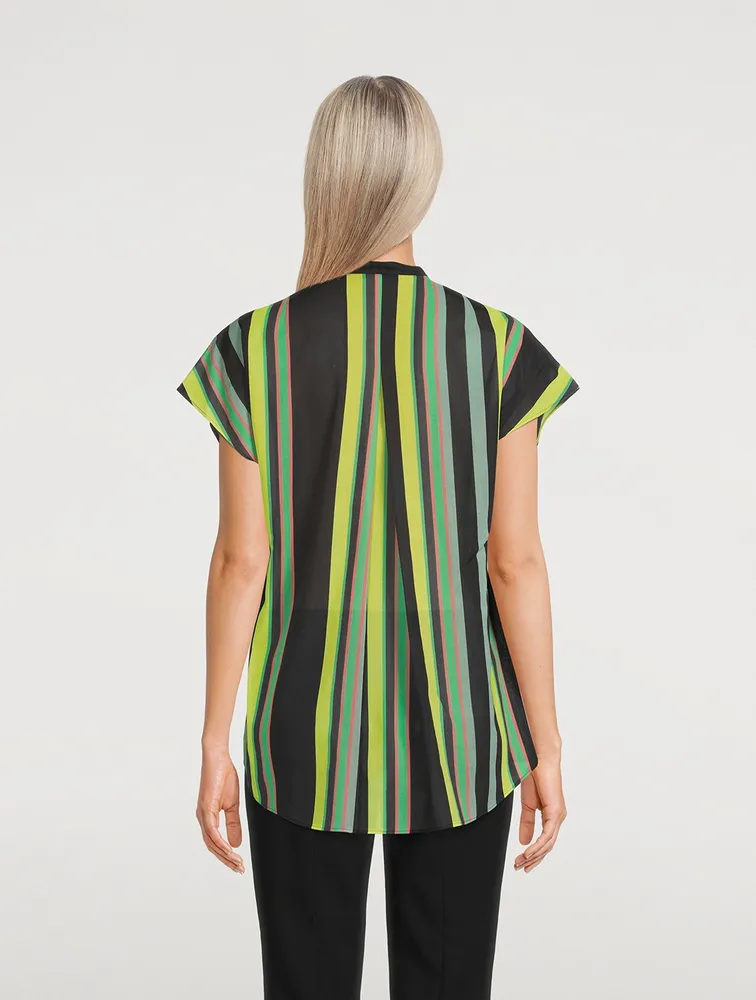 Cotton Voile Tunic In Stripe Print