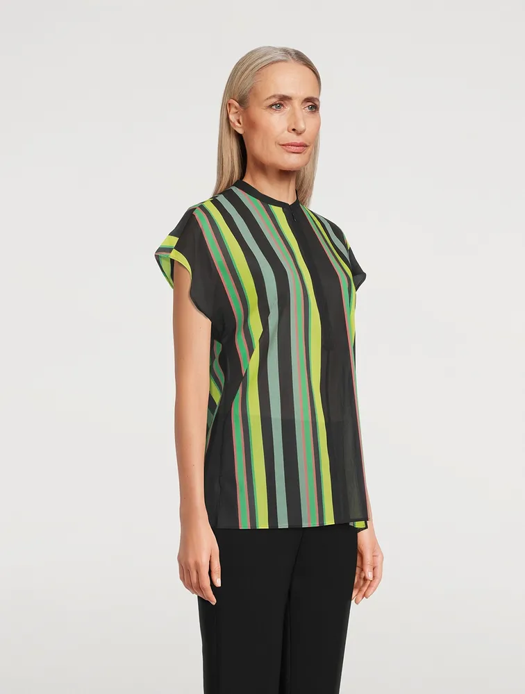 Cotton Voile Tunic In Stripe Print