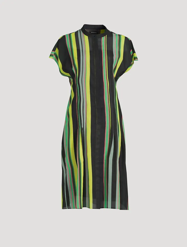 Cotton Voile Tunic Dress Stripe Print