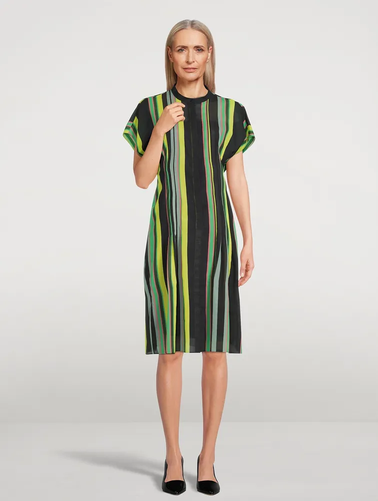 Cotton Voile Tunic Dress Stripe Print