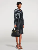 Silk Crêpe Side-Tie Shirt Dress In Stripe Print