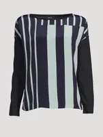 Silk Crepe Blouse In Stripe Print