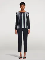 Silk Crepe Blouse In Stripe Print