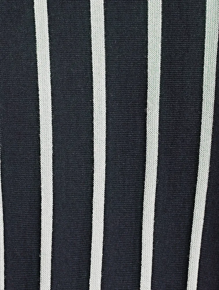 Striped Cashmere Silk Short-Sleeve Sweater