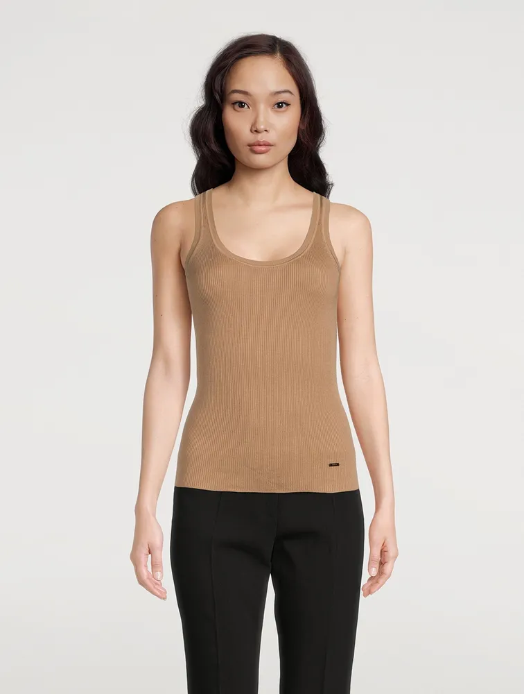 Silk Cotton Seamless Ribbed Tank Top