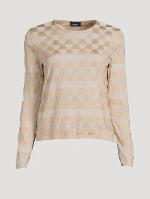 Trapezoid Jacquard Silk Sweater